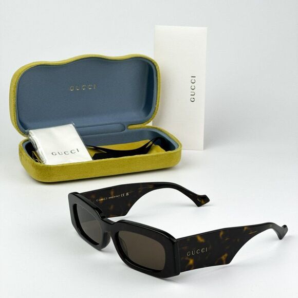 NEW Gucci GG1426S 002 Dark Havana Brown Unisex Rectangle Sunglasses GG 1426s - Picture 10 of 11